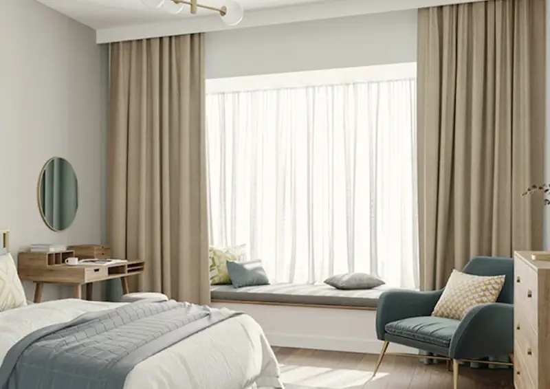 پرده برای اتاق با رنگ‌ بژ