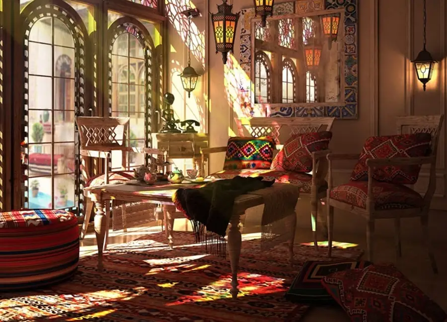 چگونه با استفاده از وسایل سنتی منزل فضایی دلنشین ایجاد کنیم؟ 9 استفاده از نورپردازی مناسب