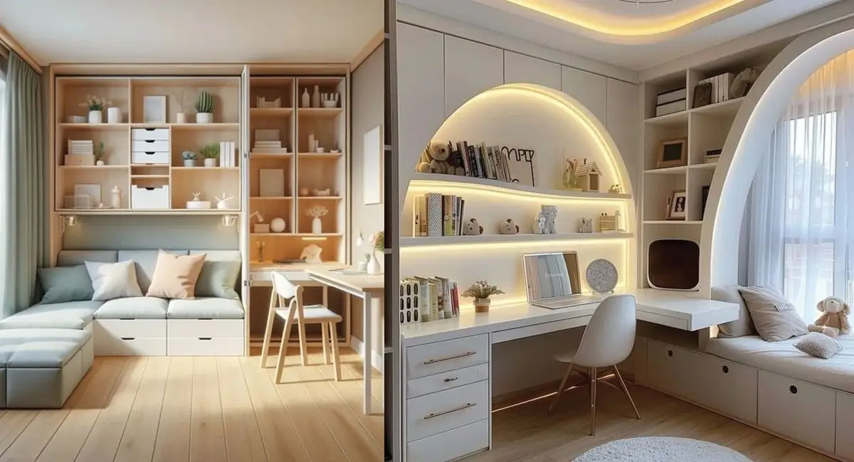 استفاده از قفسه‌های دیواری با ابعاد مختلف