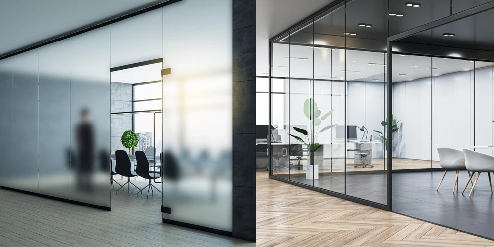 پارتیشن شیشه ای مات یا شفاف؟ کدام مناسب‌تر است؟