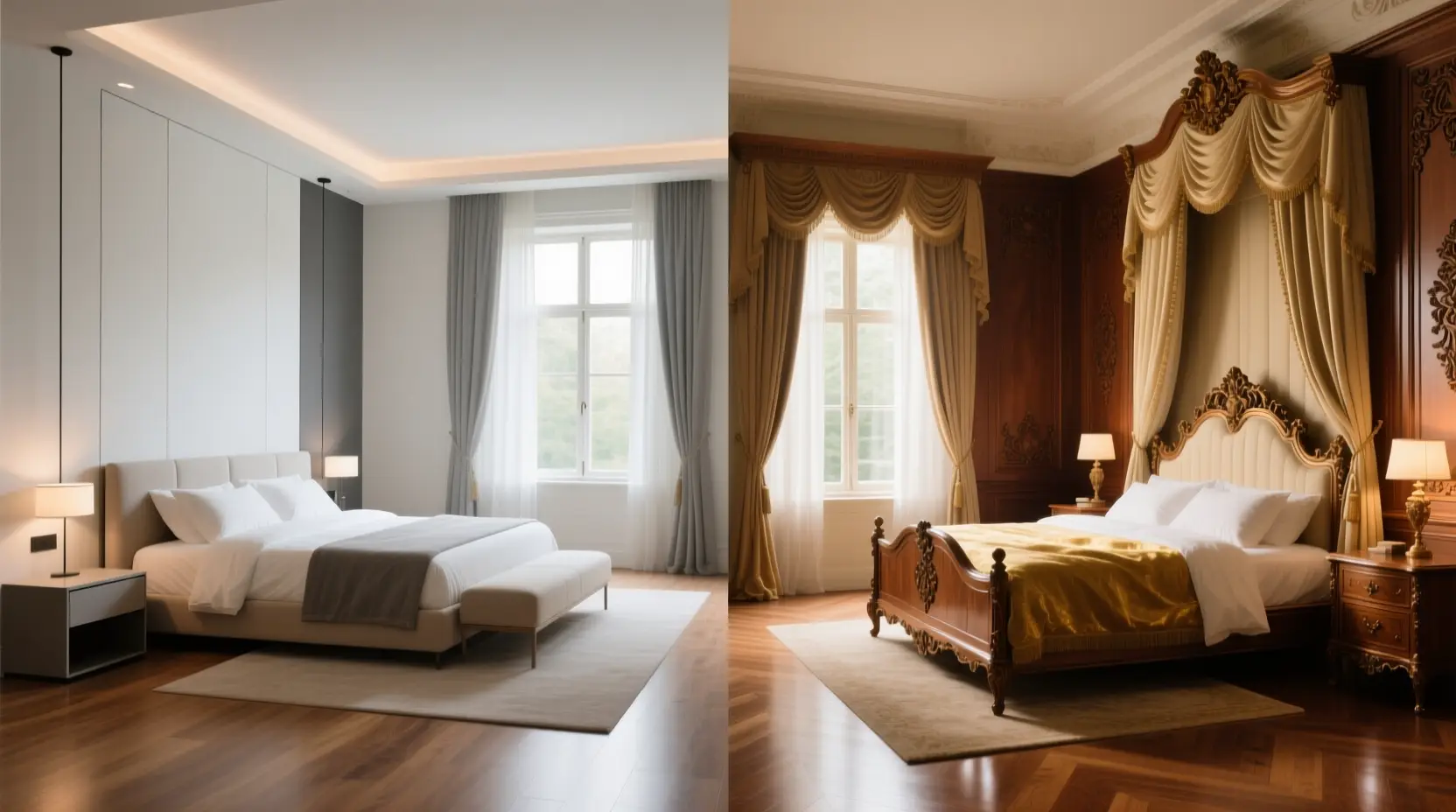 مقایسه مستقیم اتاق خواب مدرن و کلاسیک