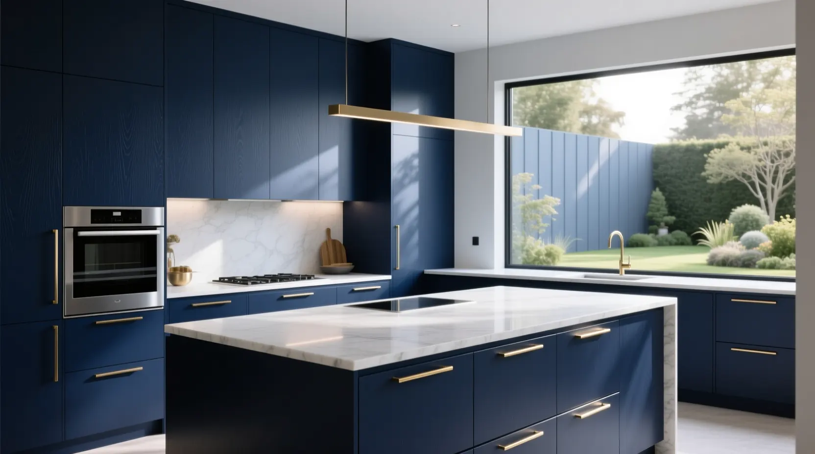 رنگ های محبوب برای طراحی آشپزخانه در ۲۰۲۵ 5 آبی تیره و آبی خاکستری؛ عمق و ظرافت
