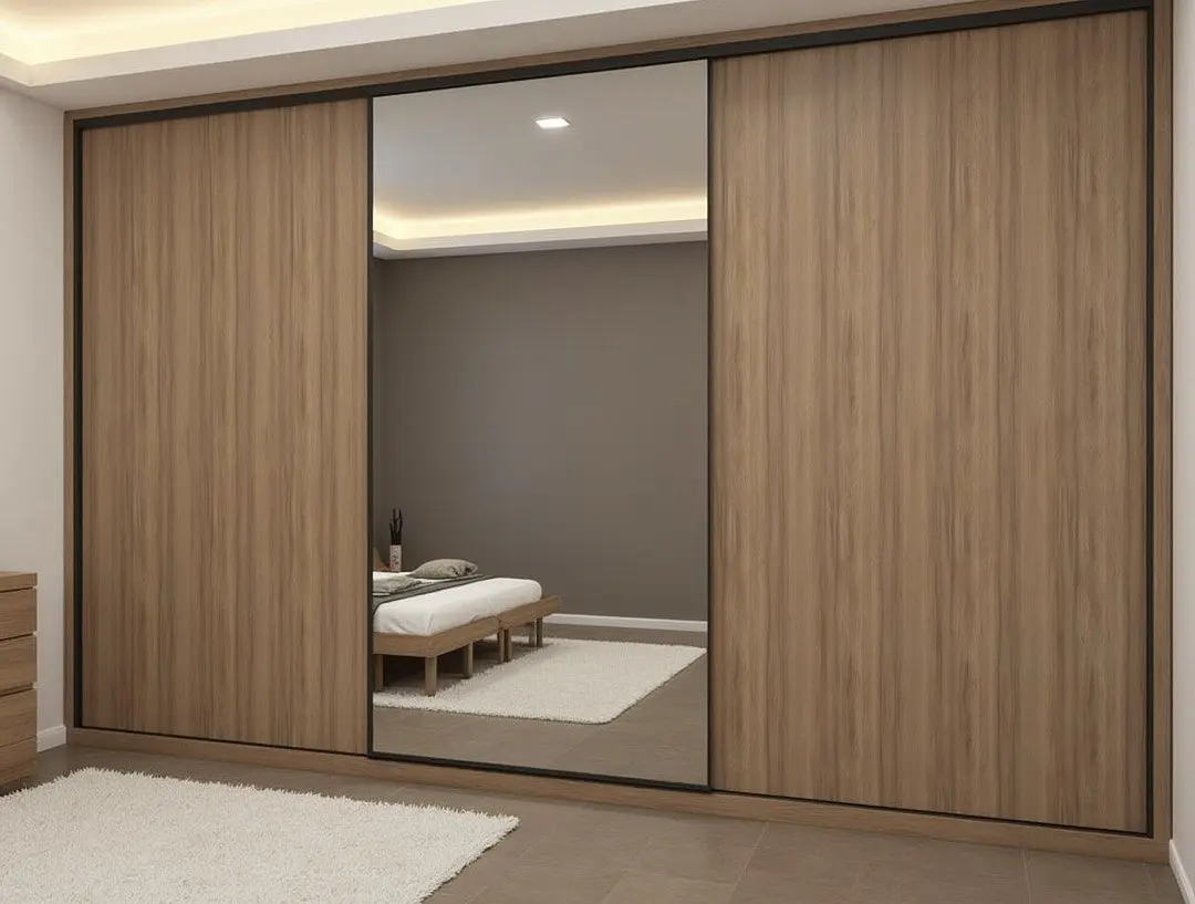 کمد دیواری با درب آینه‌ ای